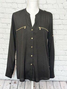 Calvin Klein Black Long Sleeve Breathable Blouse